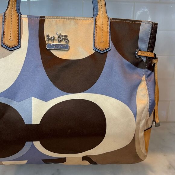 Coach Bag Purse Handbag Charlie Chelsea Sateen Scarf Print Colorful Tote Bag - Picture 3 of 16